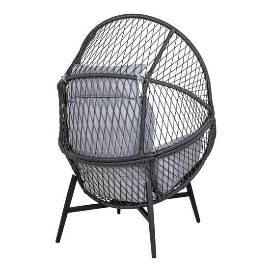 Fauteuil Lounge de Jardin Forme Oeuf en Métal Noir et Polyrotin - EGGYN - Image 5