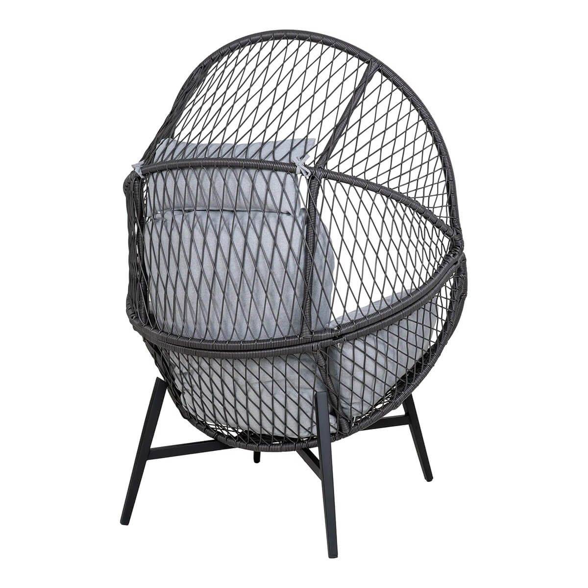 Fauteuil Lounge de Jardin Forme Oeuf en Métal Noir et Polyrotin - EGGYN - Image 5