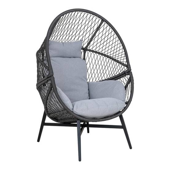 Fauteuil Lounge de Jardin Forme Oeuf en Métal Noir et Polyrotin - EGGYN - Image 1