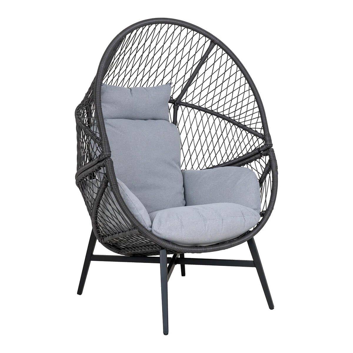 Fauteuil Lounge de Jardin Forme Oeuf en Métal Noir et Polyrotin - EGGYN - Image 1