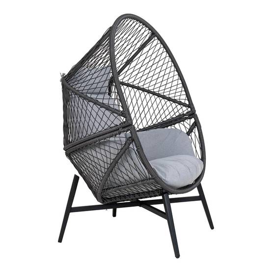 Fauteuil Lounge de Jardin Forme Oeuf en Métal Noir et Polyrotin - EGGYN - Image 4