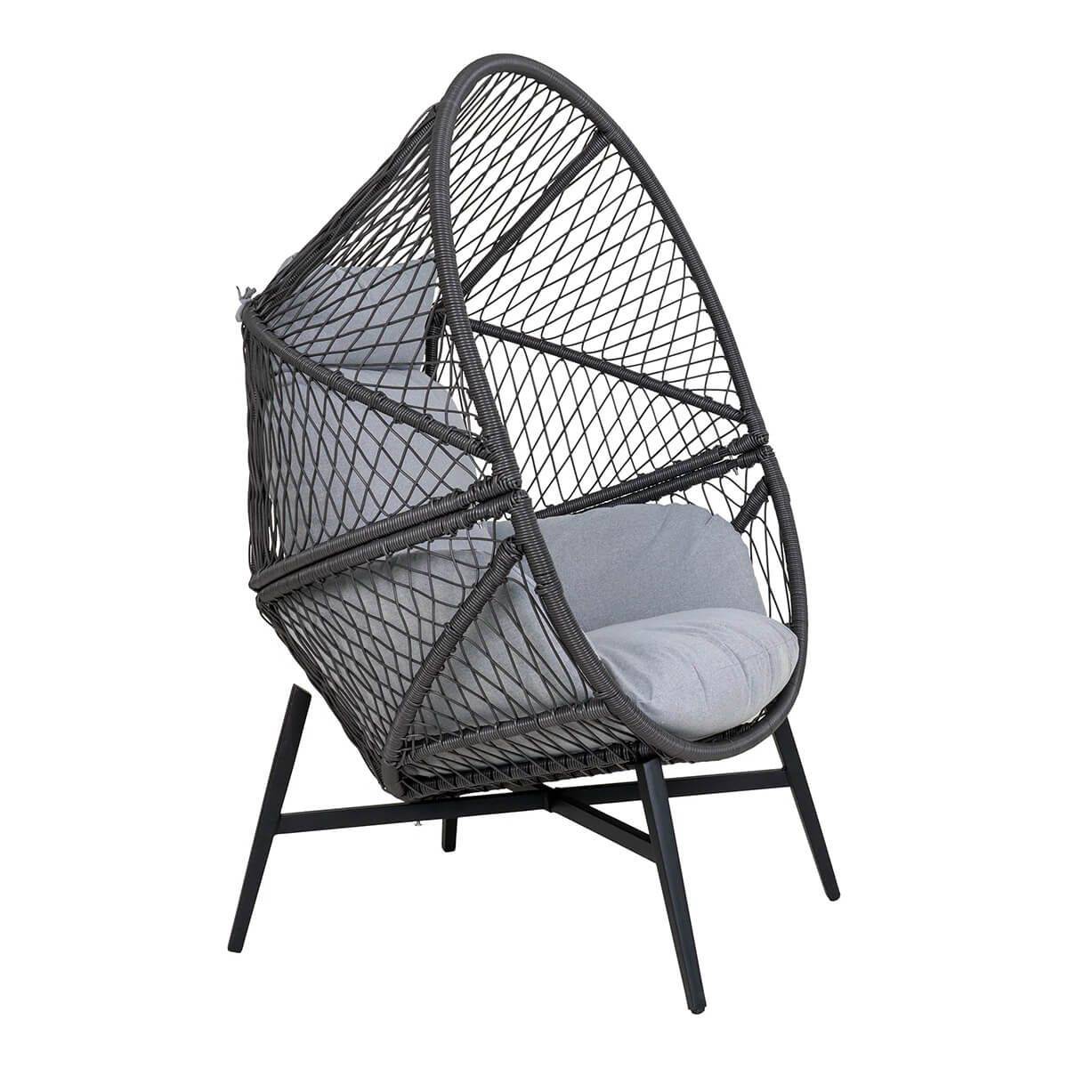 Fauteuil Lounge de Jardin Forme Oeuf en Métal Noir et Polyrotin - EGGYN - Image 4