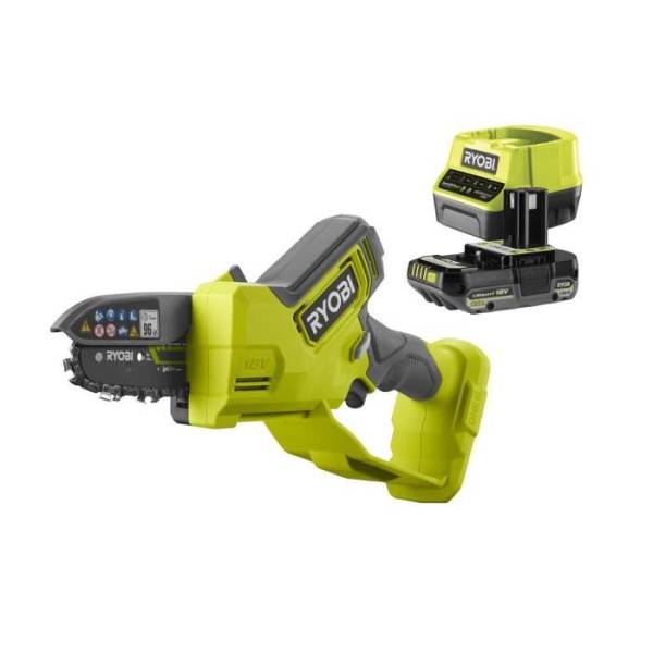 Ryobi - RYOBI - Élagueur a main 18V ONE+ - Brushless- guide 10 cm - 6 m/s - tendeur sans outil + batterie 2,0 Ah & chargeur - RY18PSX10