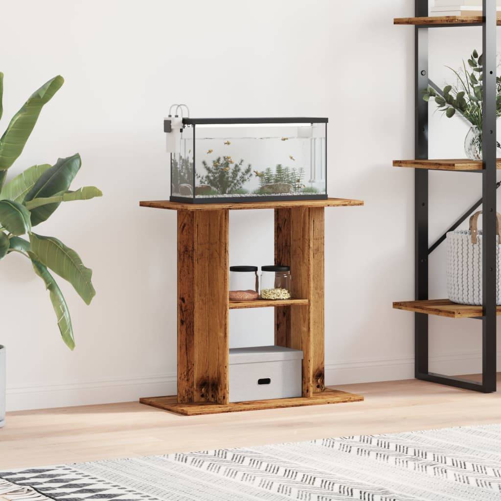 Meuble pour Aquarium Bois d'Ingénierie Rangement 3 Niveaux 60x30x60 cm Bois Ancien - ComfortXL Outdoor Living