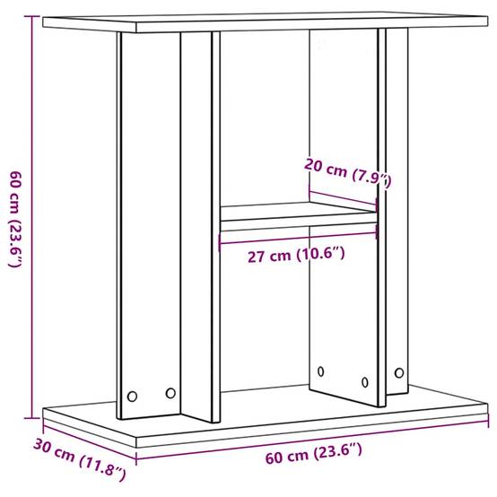 Meuble pour Aquarium Bois d'Ingénierie Rangement 3 Niveaux 60x30x60 cm Bois Ancien - ComfortXL Outdoor Living - Image 9
