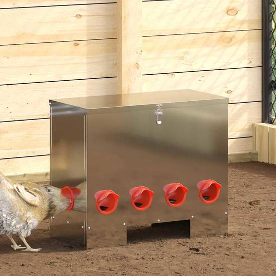 Mangeoire Volaille Galvanisée Anti-Gaspillage 25kg Argent - ComfortXL Outdoor Living - Image 1