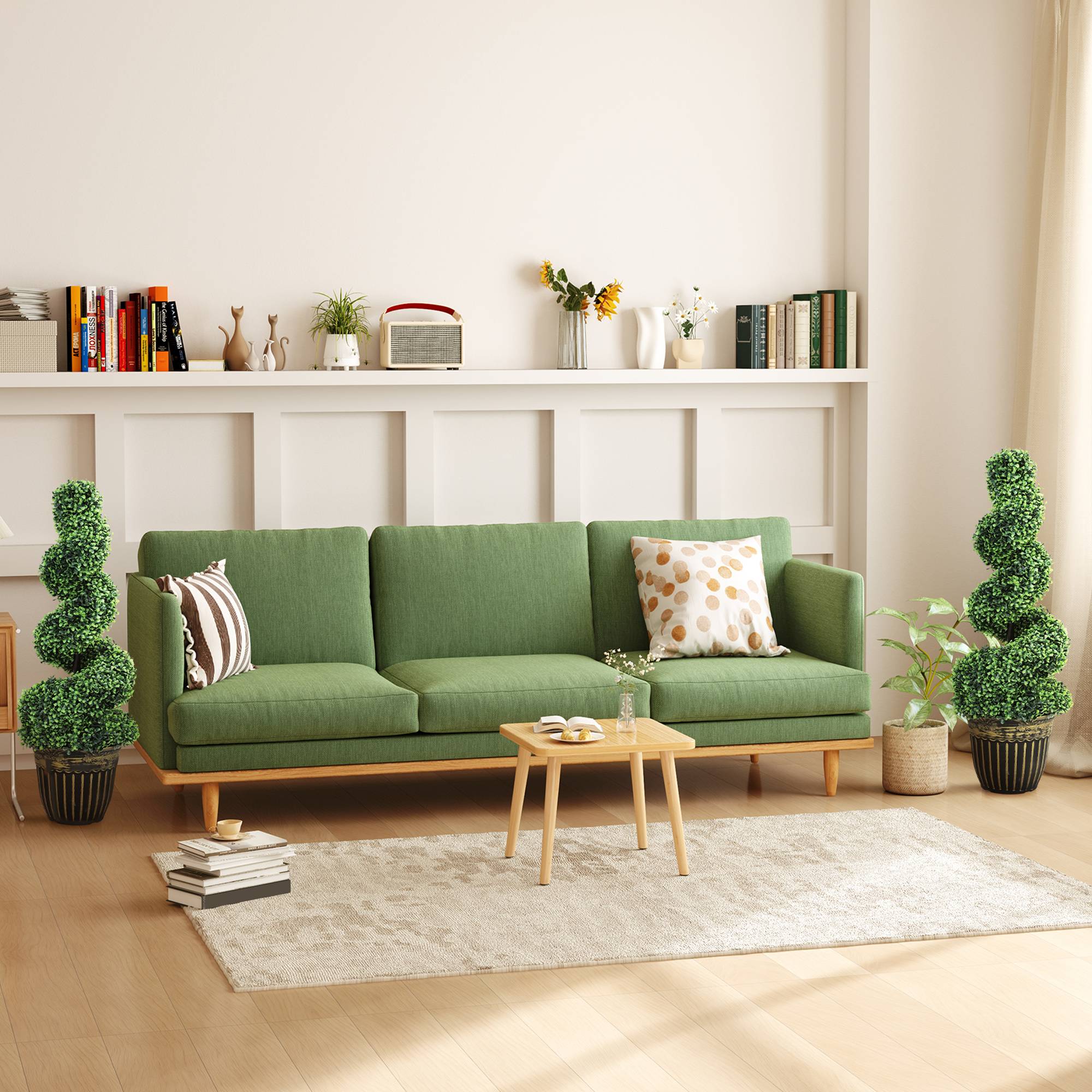 Buis en spirale, lot de 2 plantes artificielles, avec pot, 90 cm, vert - Image 8