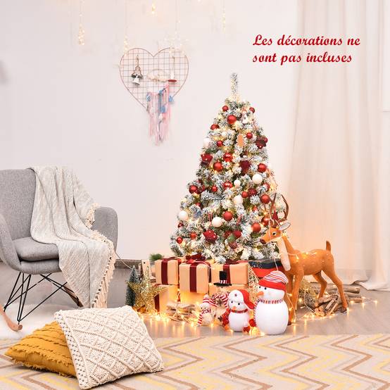 Sapin de Noël - Arbre de Noël Artificiel 135 cm Sapin Enneigé avec 200 Lumières LED 400 Rameaux et Support Métallique Pliable - Image 3