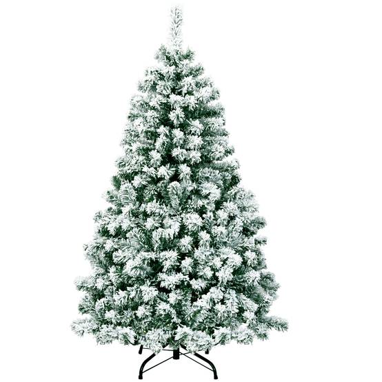 Sapin de Noël - Arbre de Noël Artificiel 135 cm Sapin Enneigé avec 200 Lumières LED 400 Rameaux et Support Métallique Pliable - Image 1