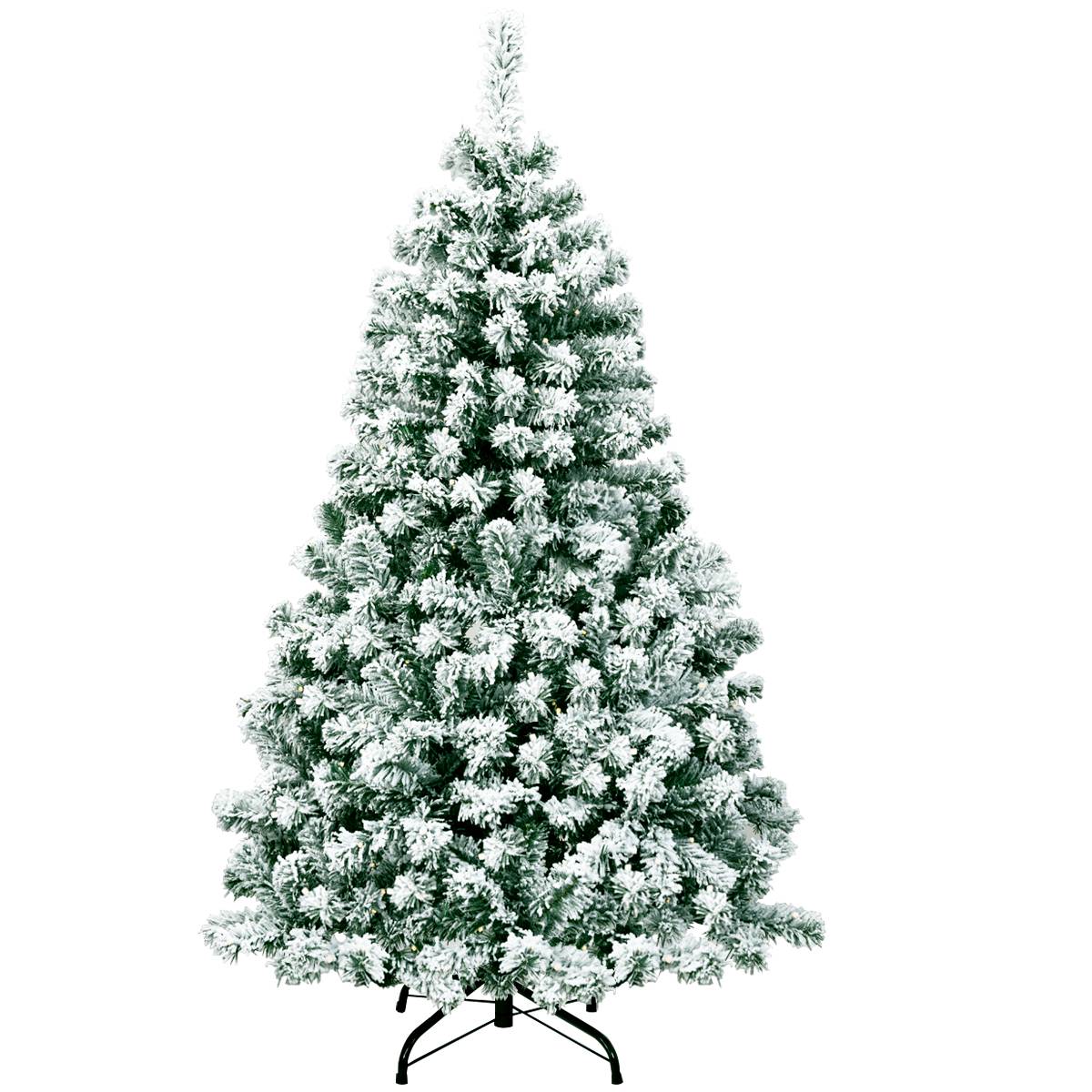 Sapin de Noël - Arbre de Noël Artificiel 135 cm Sapin Enneigé avec 200 Lumières LED 400 Rameaux et Support Métallique Pliable - Image 2