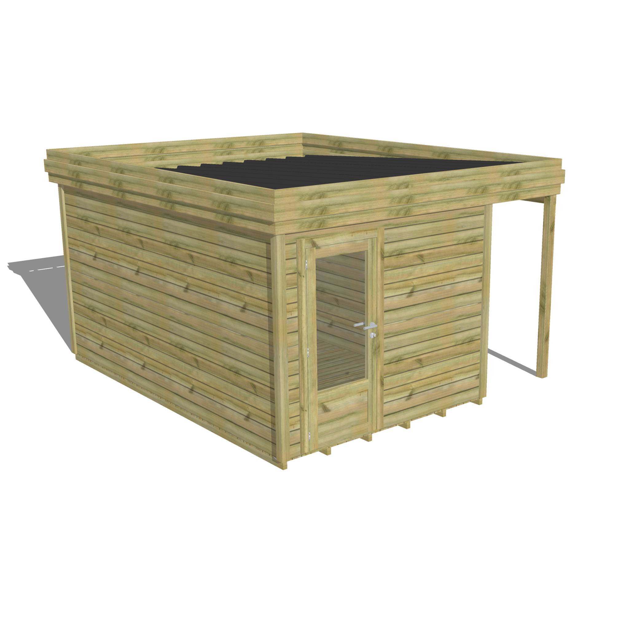 ABRI DE JARDIN bois  autoclave 27mm - 3,64x4,34m / 16m2 - Bac acier - Plancher bois