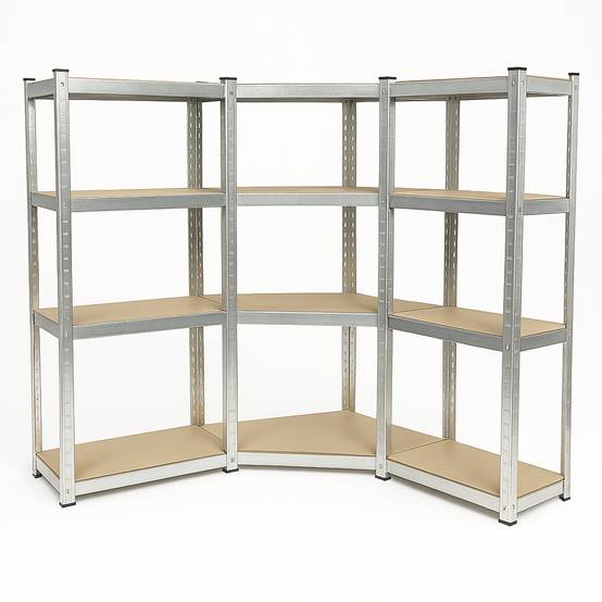 Triple étagère d'angle pour charges lourdes - 4 niveaux 30 cm Gris - Image 1