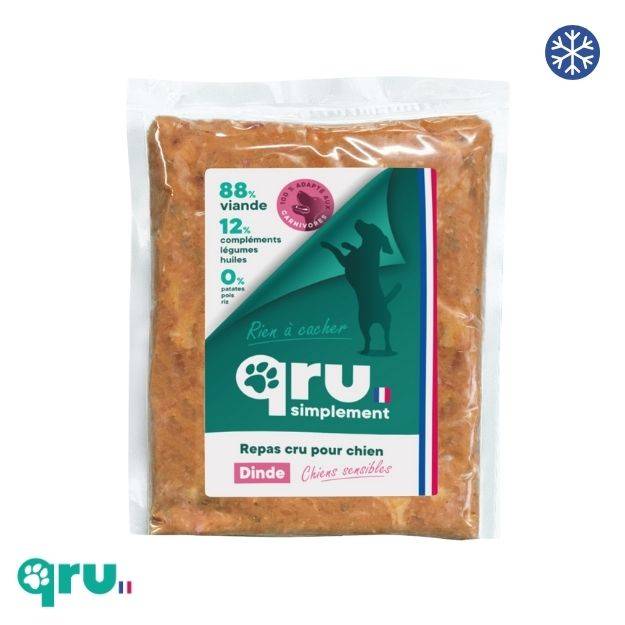 0 - QRU - Alimento barf completo para perro - Pavo/Pollo - 900 g - Imagen 1