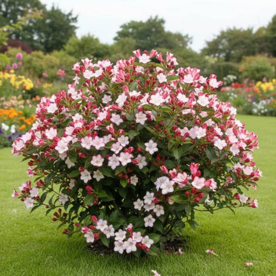Weigela Carnaval® 'Courtalor', Weigelia à fleurs Blanche - feuillage Caduc - Pot de 4L - 40/60 cm- hauteur à maturité De 1,50 m à 2,00 m - Image 3