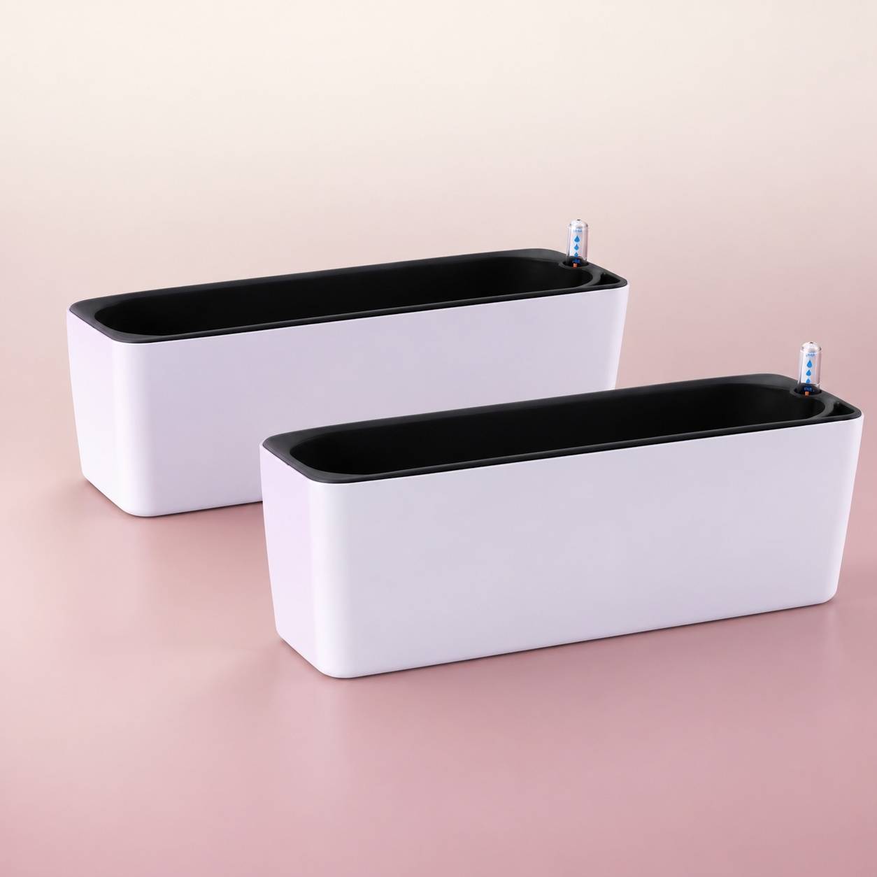 Lot de 2 Pots de Fleurs Auto-arrosants Rectangulaire Indicateur Niveau Eau pour Plantes Intérieures - Image 2