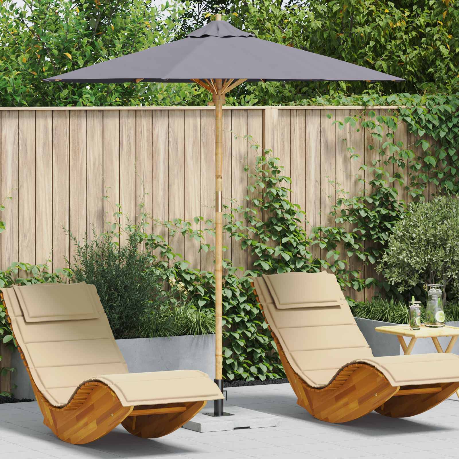 PANGIVO - Parasol de jardin Bambou Gris foncé 270 x 270 x 260 cm - PANGIVO - Image 1