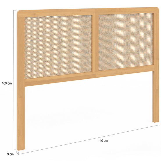 Tête de lit sur pied EDHEN 140 cm cannage et bois - Image 4