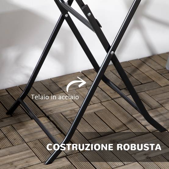 Table de jardin ronde pliante acier et plastique effet bois pour terrasse 60cm gris - ComfortXL Outdoor Living - Image 8