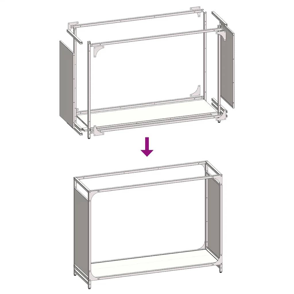 Grand Range-bûches Acier pour Cheminée Intérieur Design moderne Noir 90cm – ComfortXL Outdoor Living - Image 9