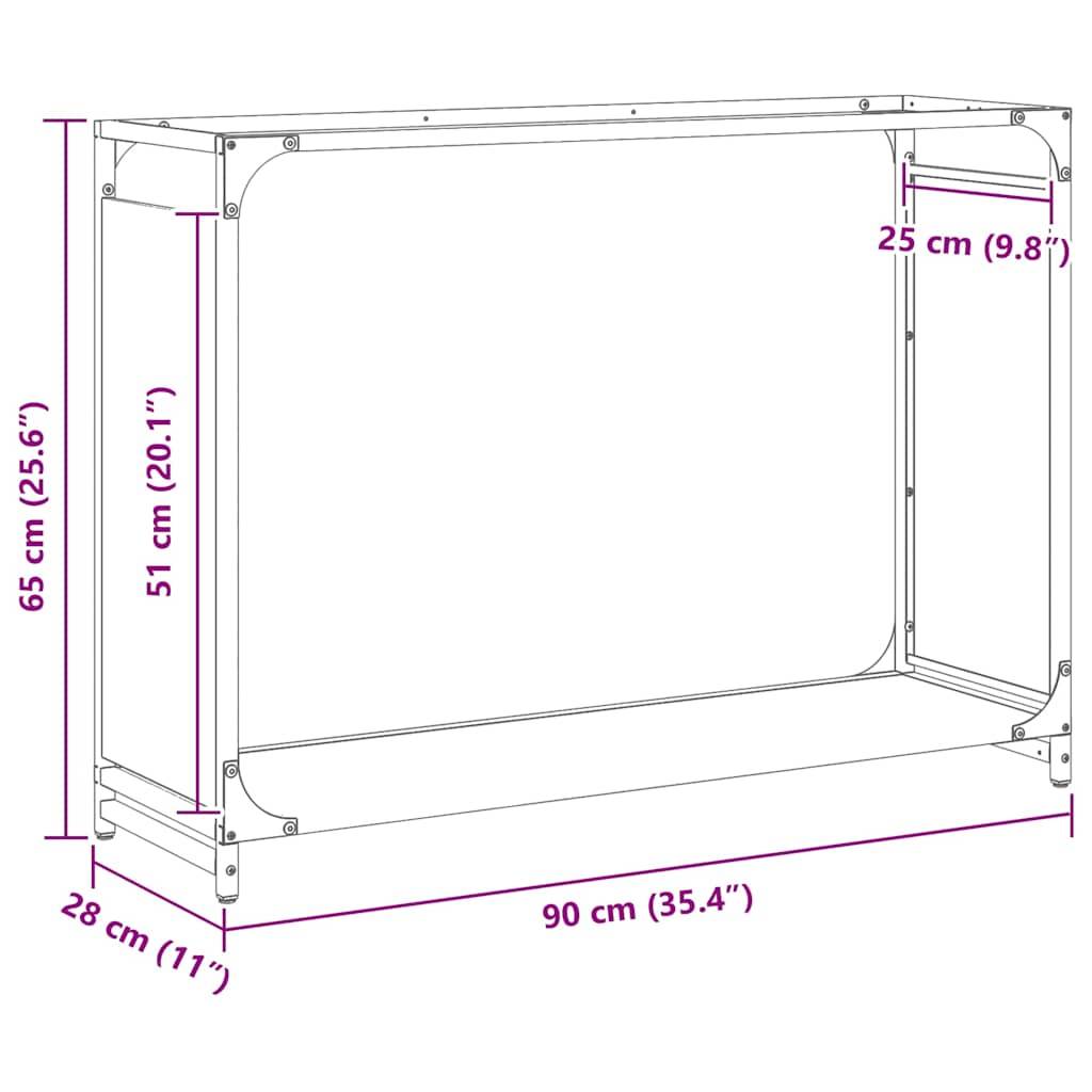Grand Range-bûches Acier pour Cheminée Intérieur Design moderne Noir 90cm – ComfortXL Outdoor Living - Image 3