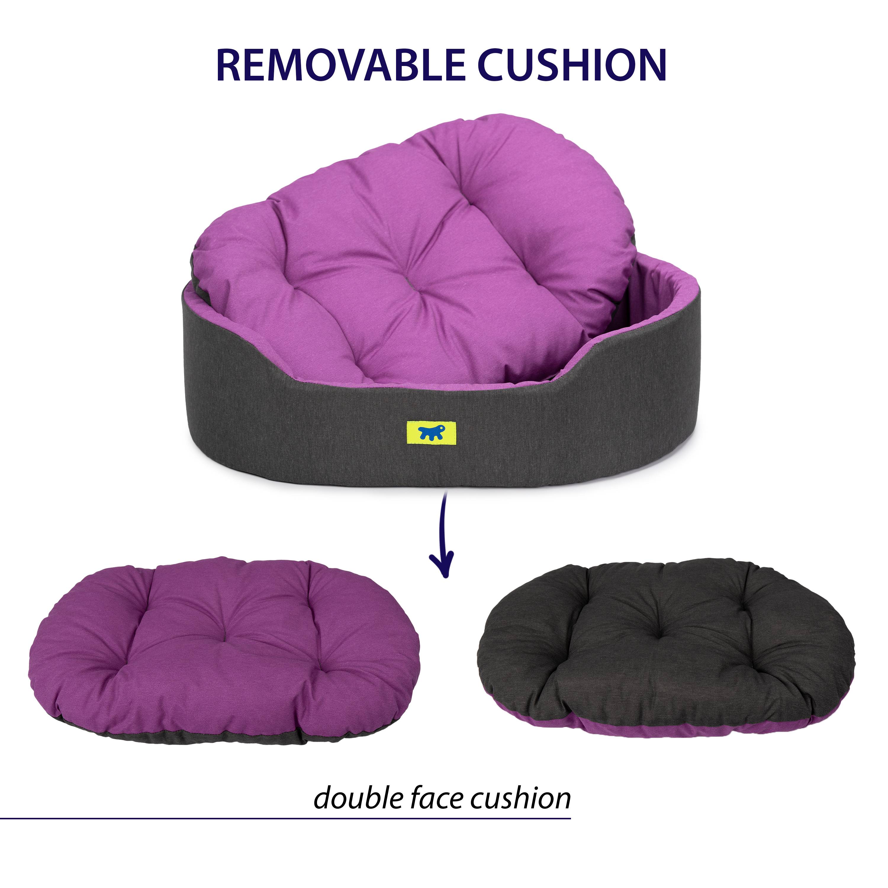Ferplast - Ferplast Panier Chien Dandy, Coussin Amovible et Lavable, Housse en Coton avec Rembourrage Doux, Lit Chiens Moyen, 95 x 60 x H 21 cm, Violet - Imagen 5