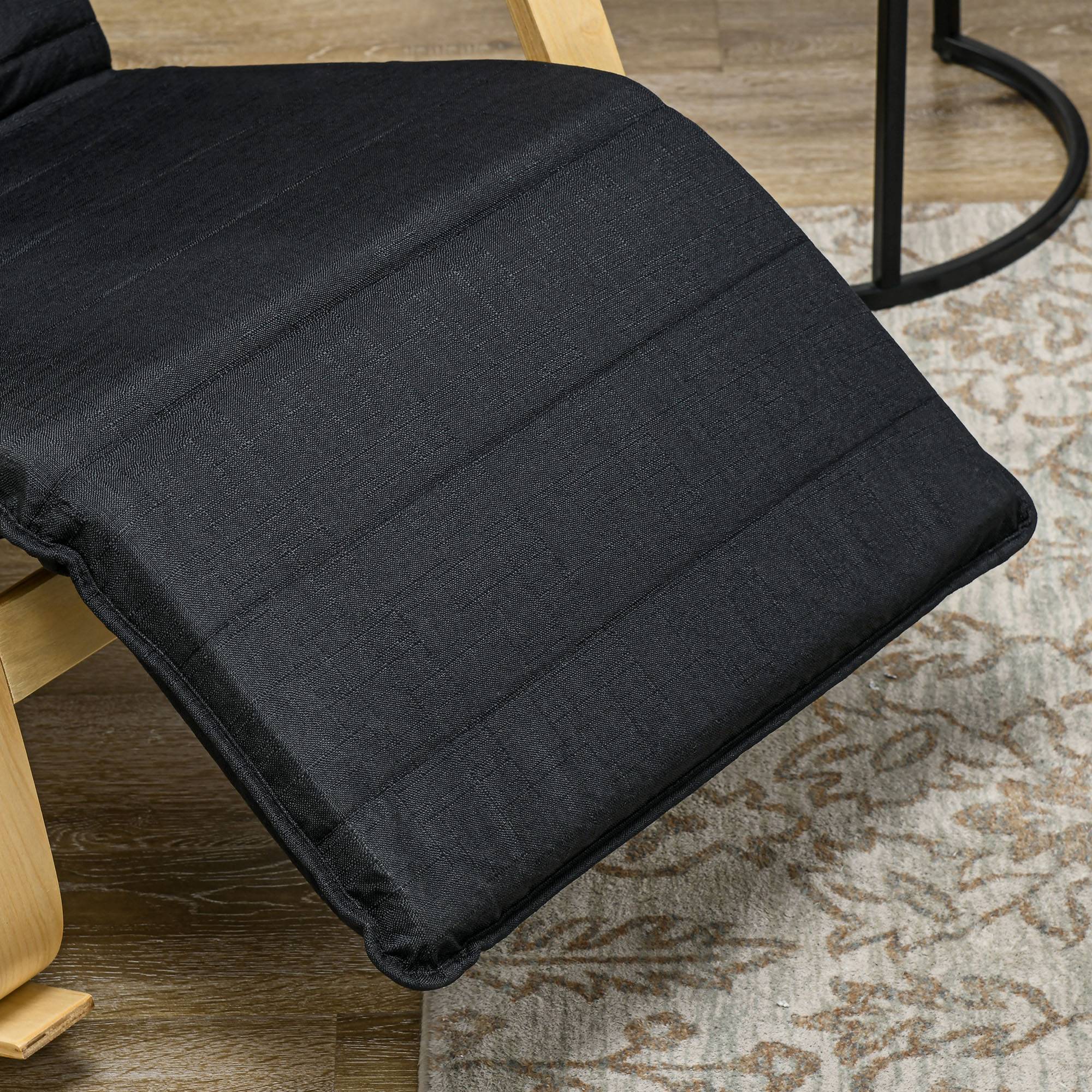 Sans Marque - Fauteuil relax à bascule fauteuil allaitement avec repose-pieds réglable, poche latérale et appui-tête, noir - Image 9