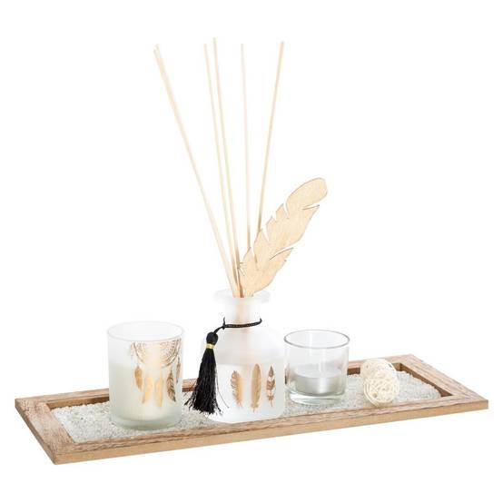Coffret Senteur 8 Pièces "Plume" 37cm Bois de Gaïac