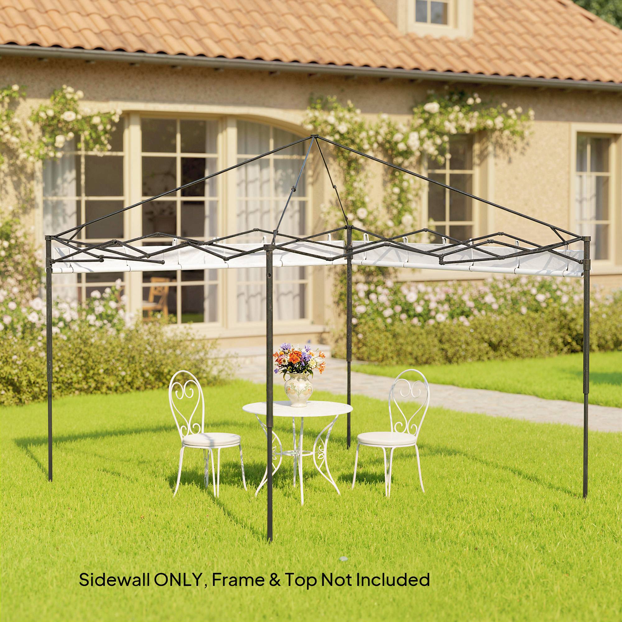 ComfortXL - Panneaux latéraux tissu Oxford tonnelle remplacement jardin abri imperméable 295x195cm blanc - ComfortXL Outdoor Living - Image 9