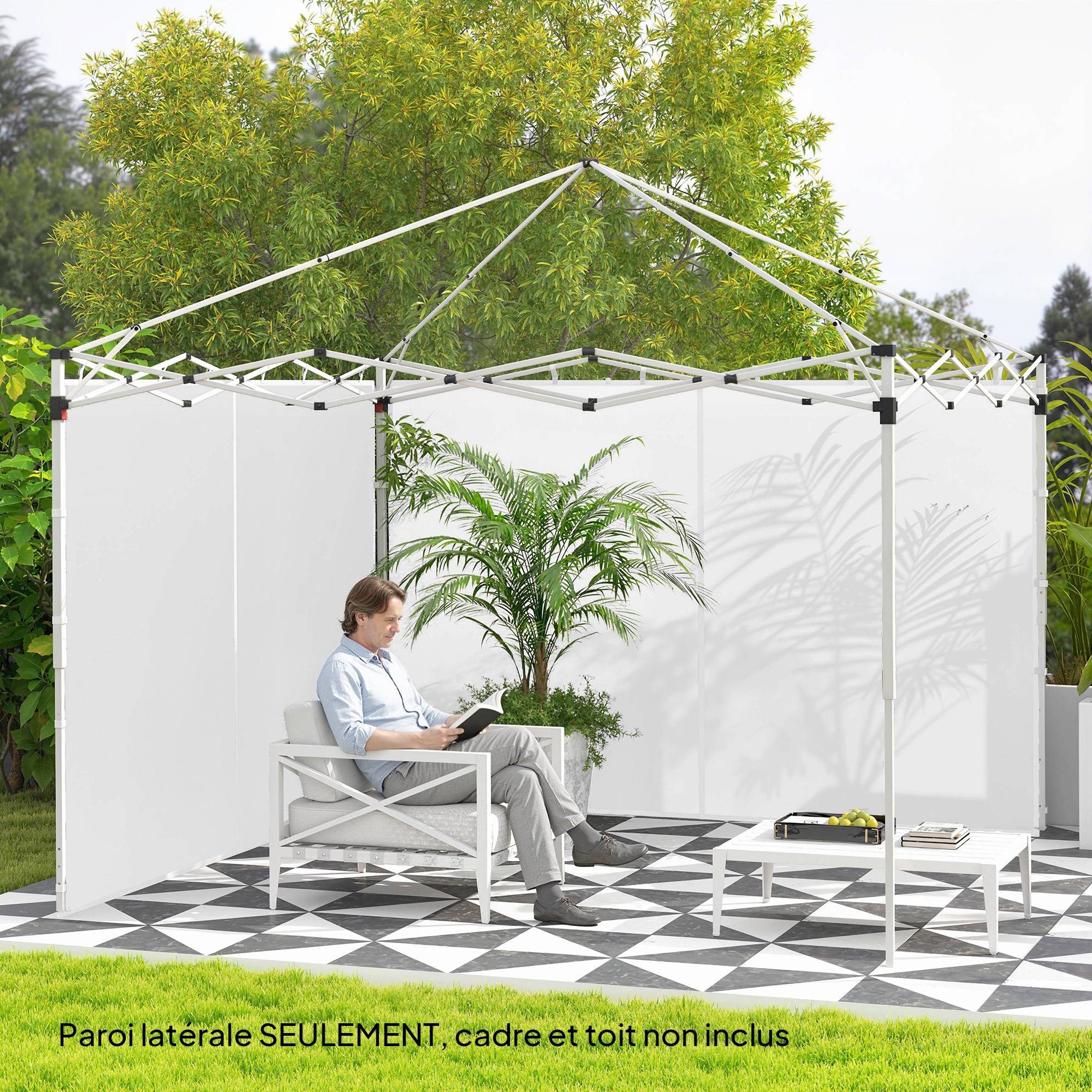 ComfortXL - Panneaux latéraux tissu Oxford tonnelle remplacement jardin abri imperméable 295x195cm blanc - ComfortXL Outdoor Living - Image 3