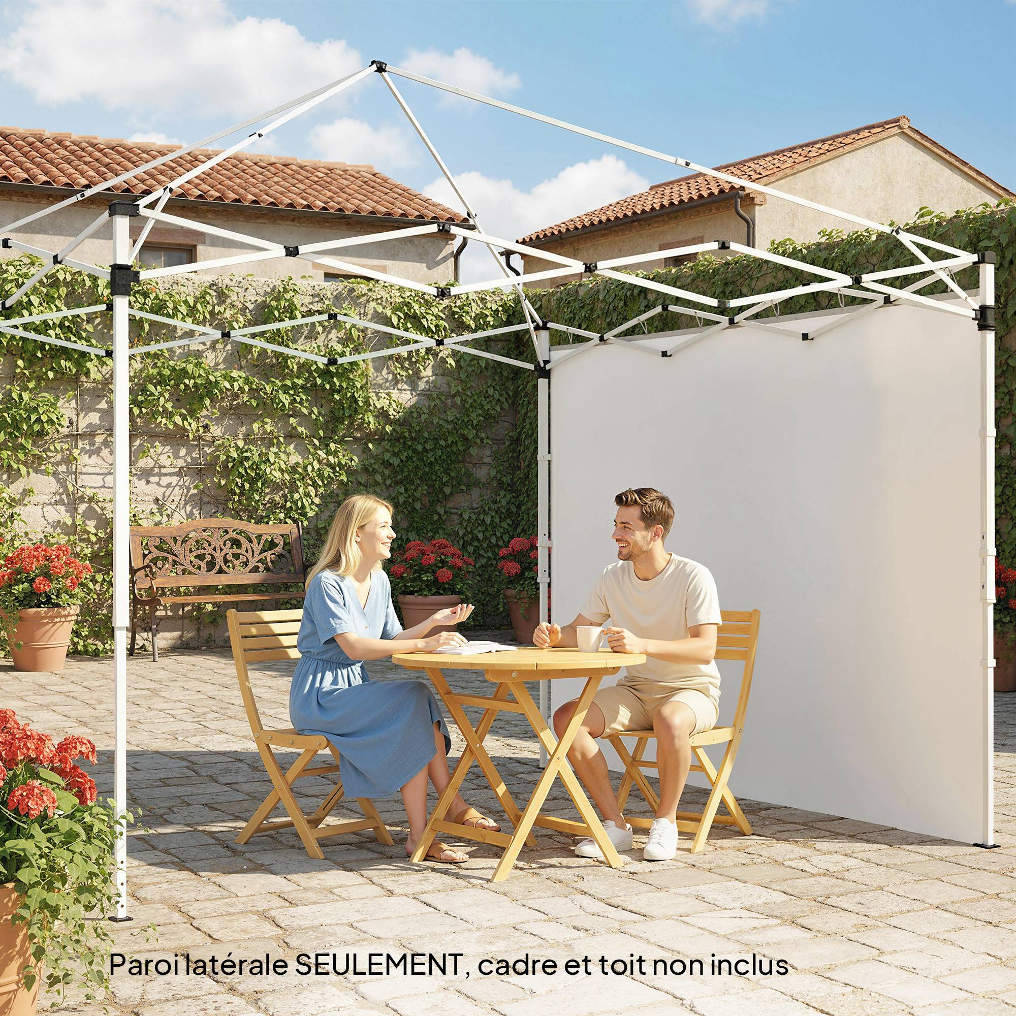 ComfortXL - Panneaux latéraux tissu Oxford tonnelle remplacement jardin abri imperméable 295x195cm blanc - ComfortXL Outdoor Living - Image 10