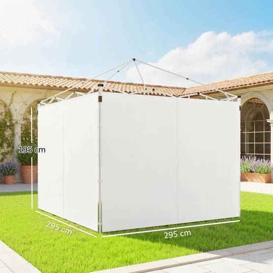 ComfortXL - Panneaux latéraux tissu Oxford tonnelle remplacement jardin abri imperméable 295x195cm blanc - ComfortXL Outdoor Living - Image 5