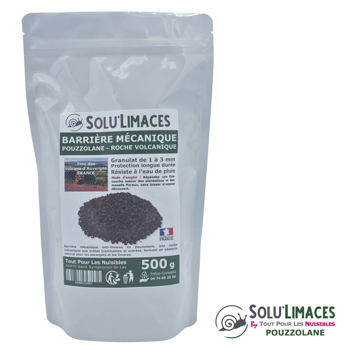 SOLU'LIMACES - POUZZOLANE 500 g - Barrière Anti Limaces, Escargots et autres gasteropodes - Image 2