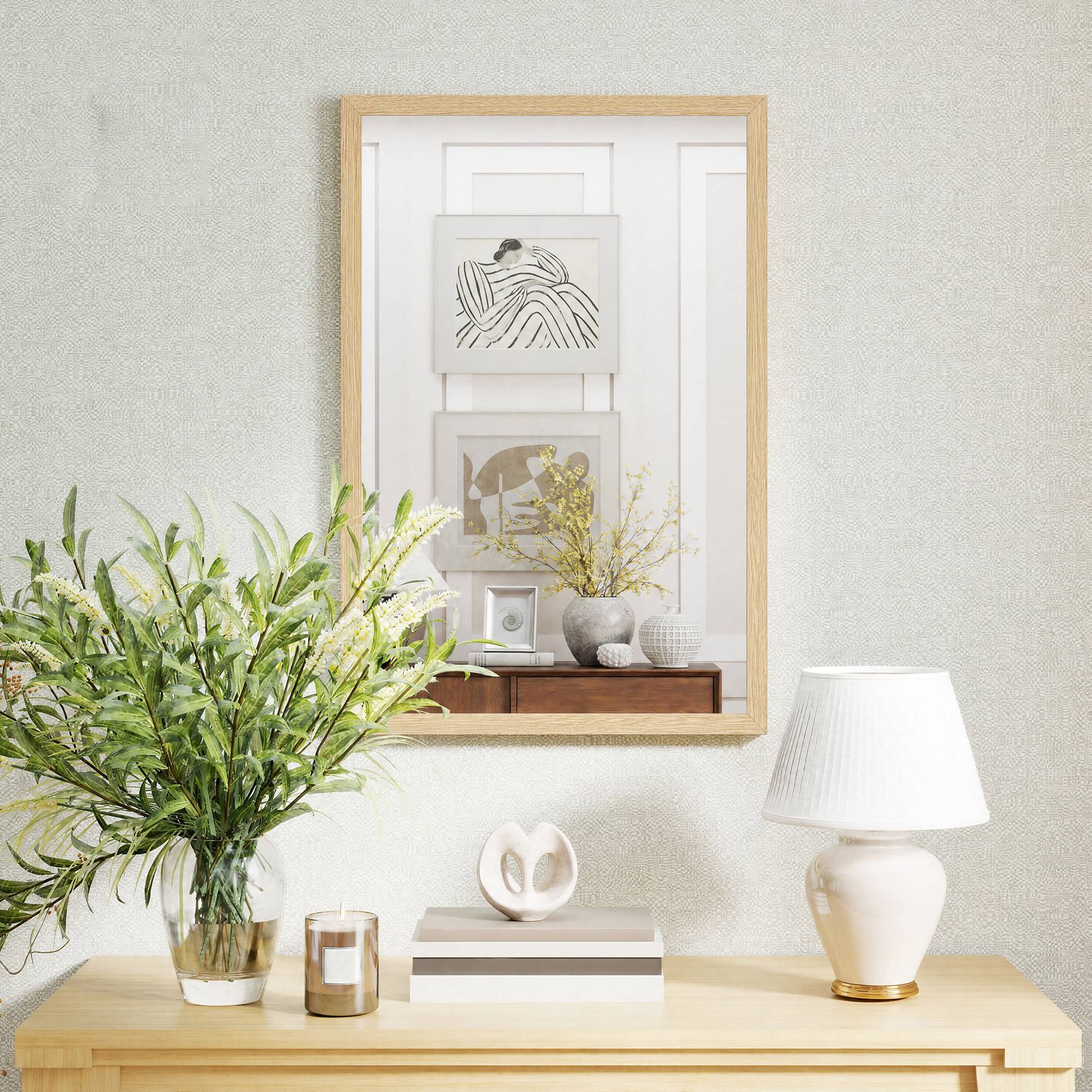 Sans Marque - Miroir mural 40x60 cm miroir décoratif suspendre montage facile vis incluses - Image 3
