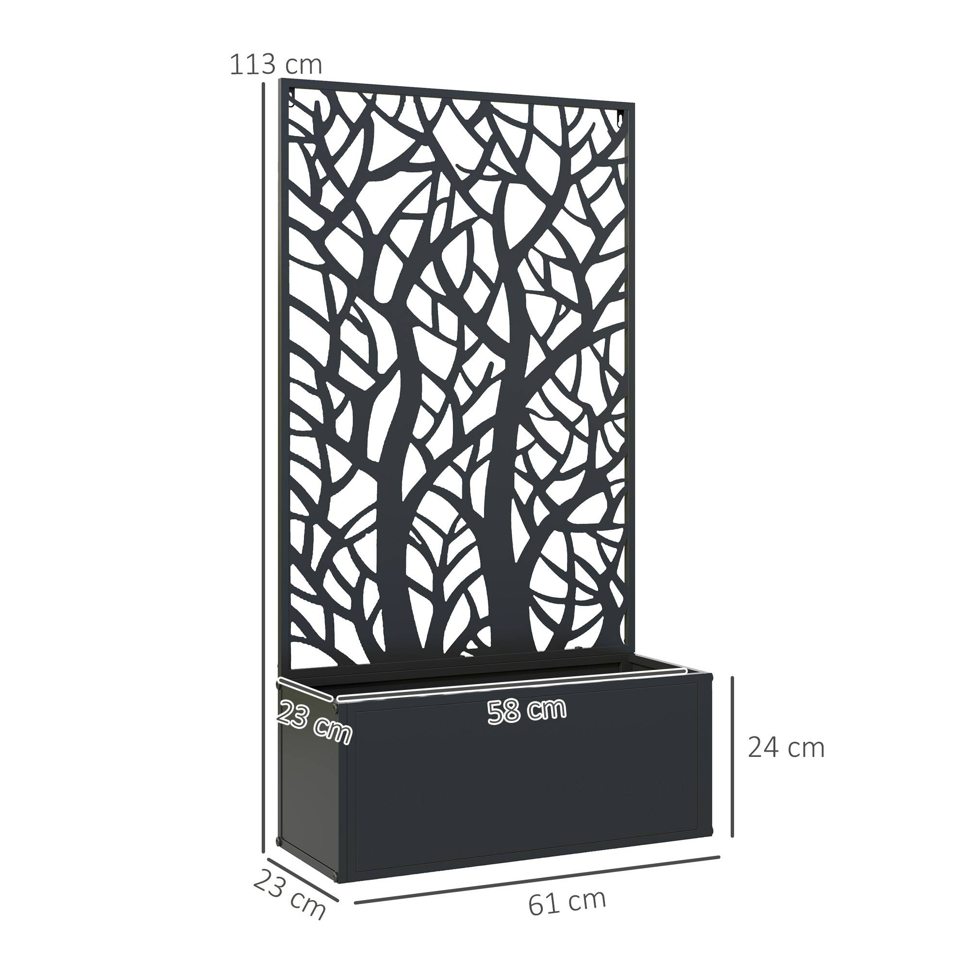 Jardinière avec treilliss métal noir 61 x 23 x 113 cm - PANGIVO - Image 5