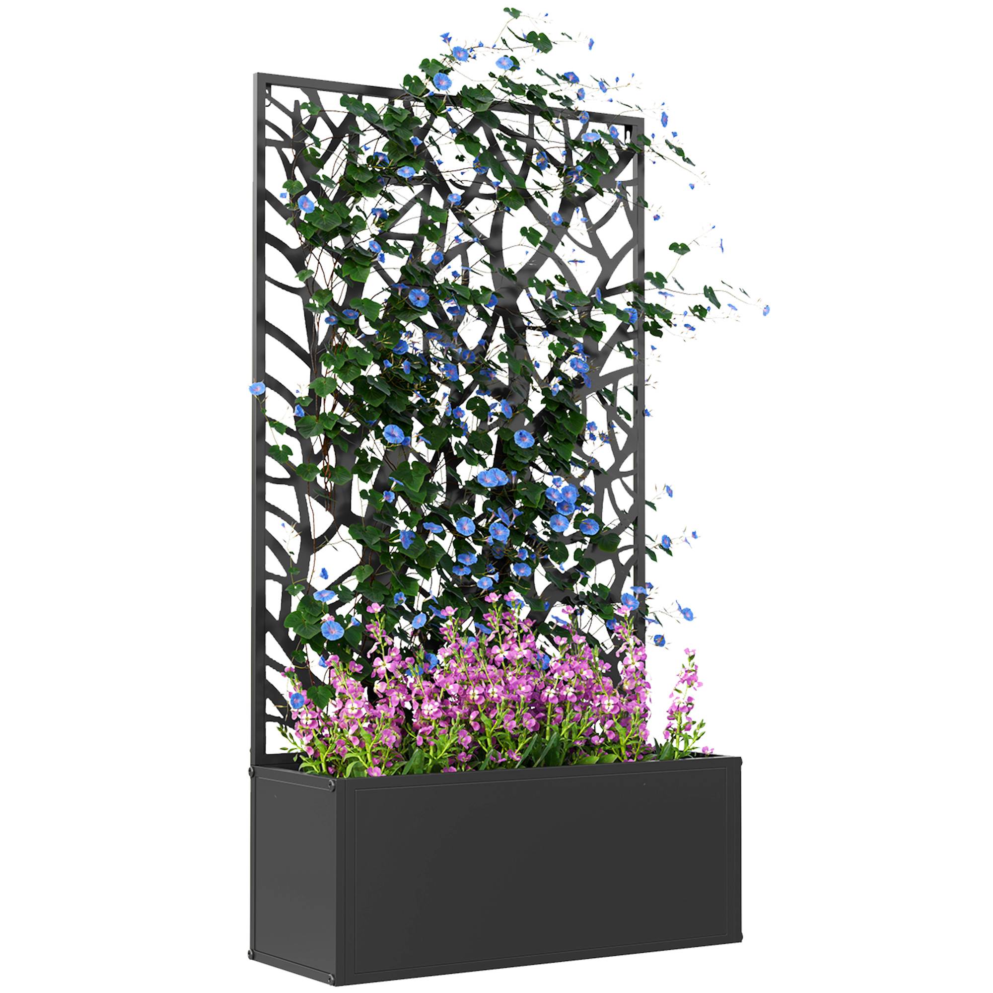 Jardinière avec treilliss métal noir 61 x 23 x 113 cm - PANGIVO - Image 1
