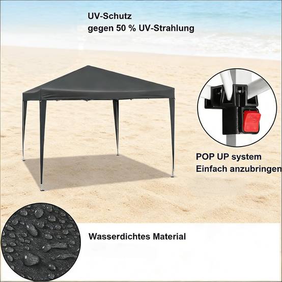 ComfortXL - Tonnelle pliante acier Oxford jardin terrasse anti-UV imperméable 3x3m anthracite - ComfortXL Outdoor Living - Image 4