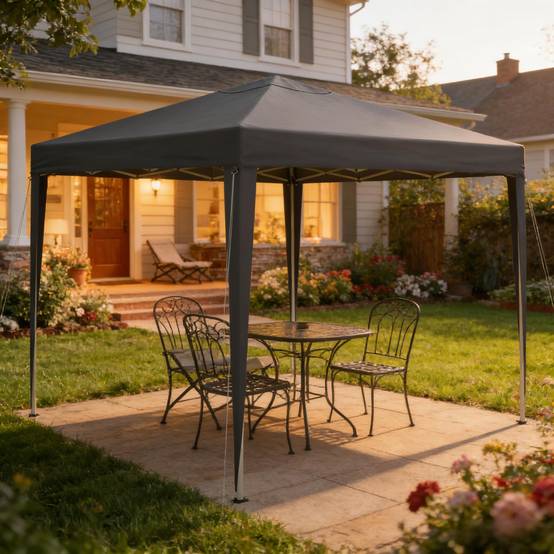 ComfortXL - Tonnelle pliante acier Oxford jardin terrasse anti-UV imperméable 3x3m anthracite - ComfortXL Outdoor Living - Image 7