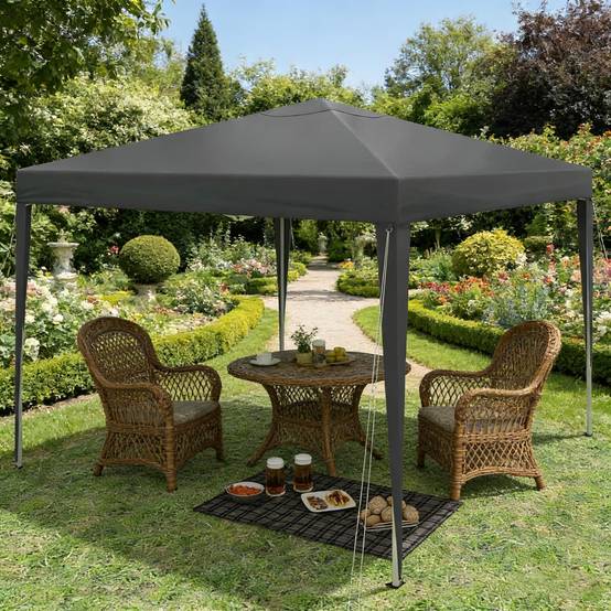 ComfortXL - Tonnelle pliante acier Oxford jardin terrasse anti-UV imperméable 3x3m anthracite - ComfortXL Outdoor Living - Image 1