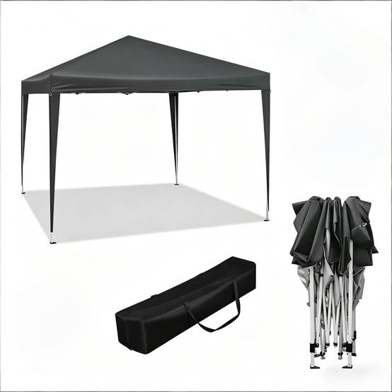 ComfortXL - Tonnelle pliante acier Oxford jardin terrasse anti-UV imperméable 3x3m anthracite - ComfortXL Outdoor Living - Image 3
