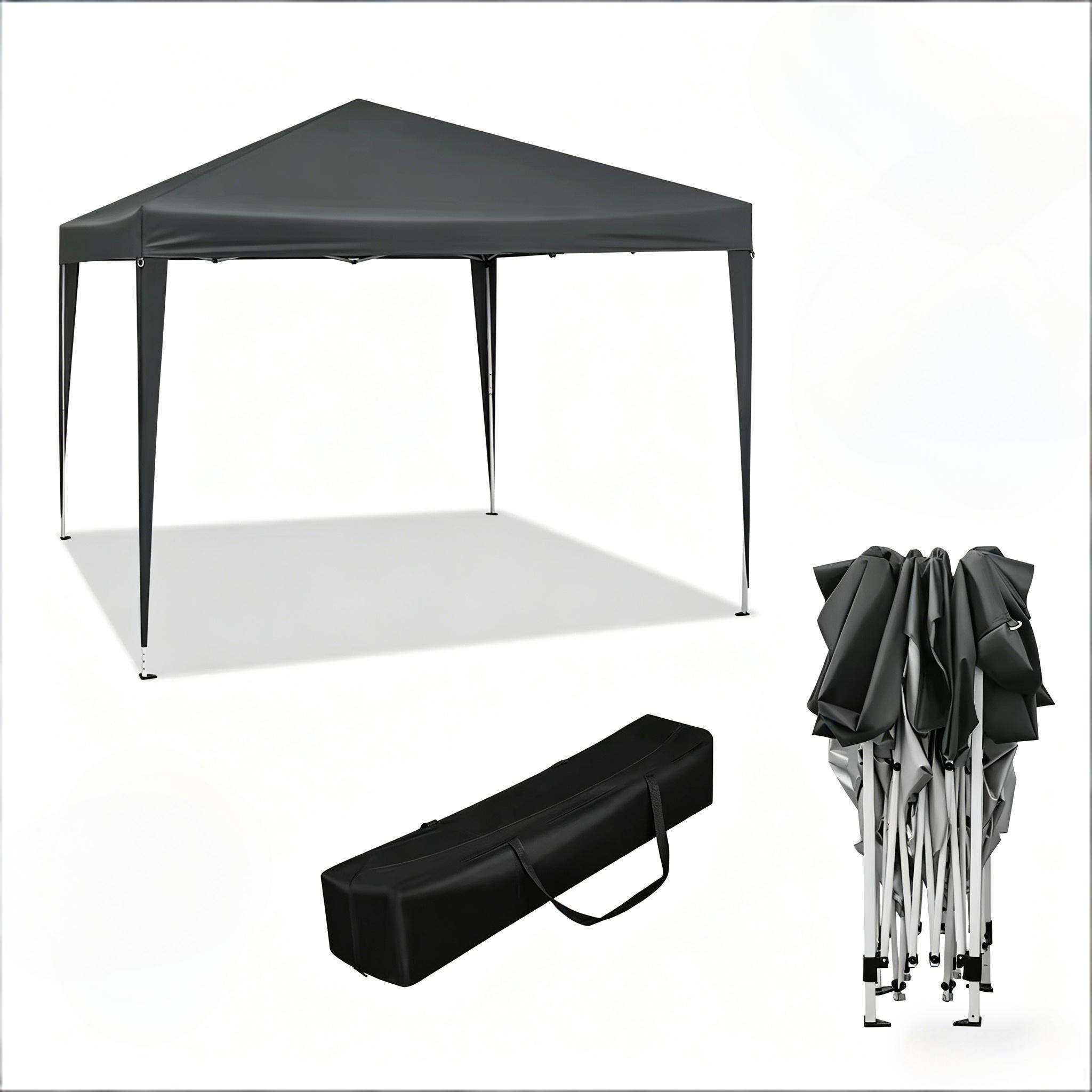 ComfortXL - Tonnelle pliante acier Oxford jardin terrasse anti-UV imperméable 3x3m anthracite - ComfortXL Outdoor Living - Image 3