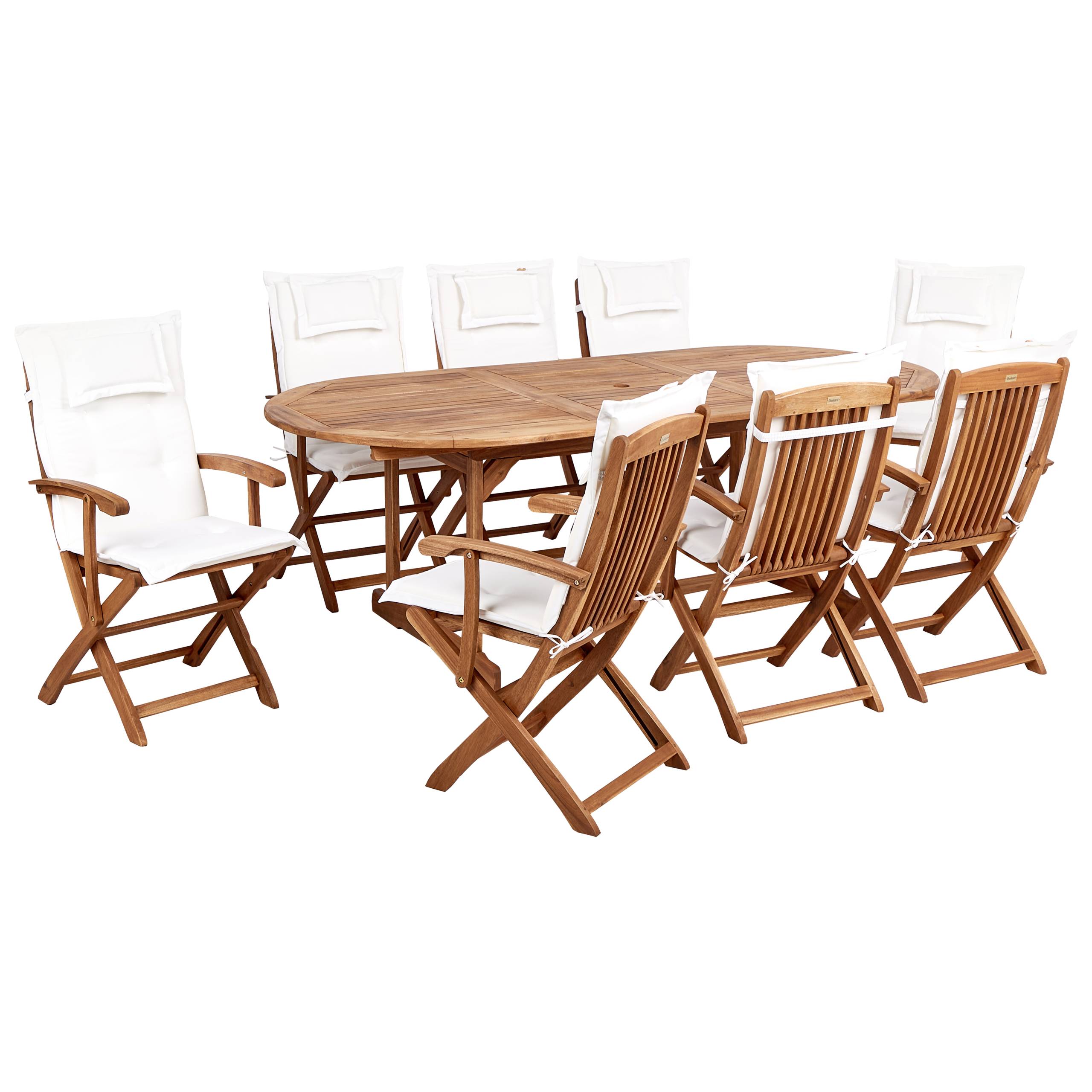 Beliani - Set de salle à manger, 8 Personnes Acacia Blanc cassé MAUI II - Beliani - Imagen 3