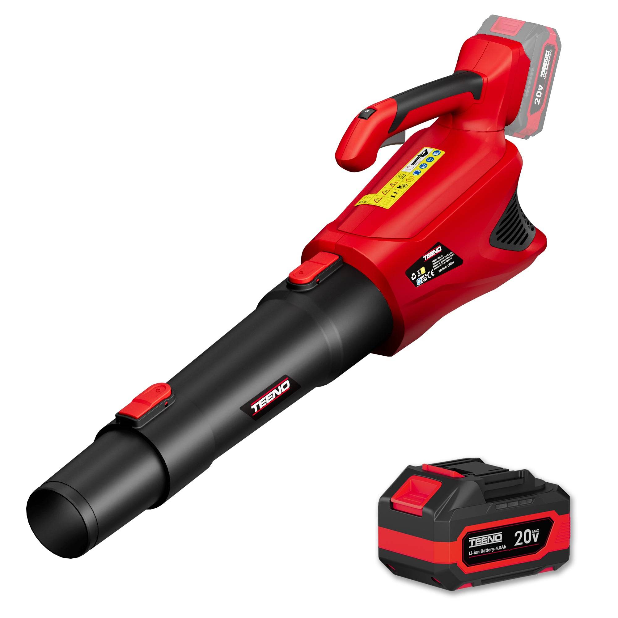 Souffleur de Feuilles sans Fil 20 V, souffleur à Feuilles avec Batterie 4,0 Ah, 5 Modes de Vitesse pour l'entretien de la pelouse, 4500 W, et Le