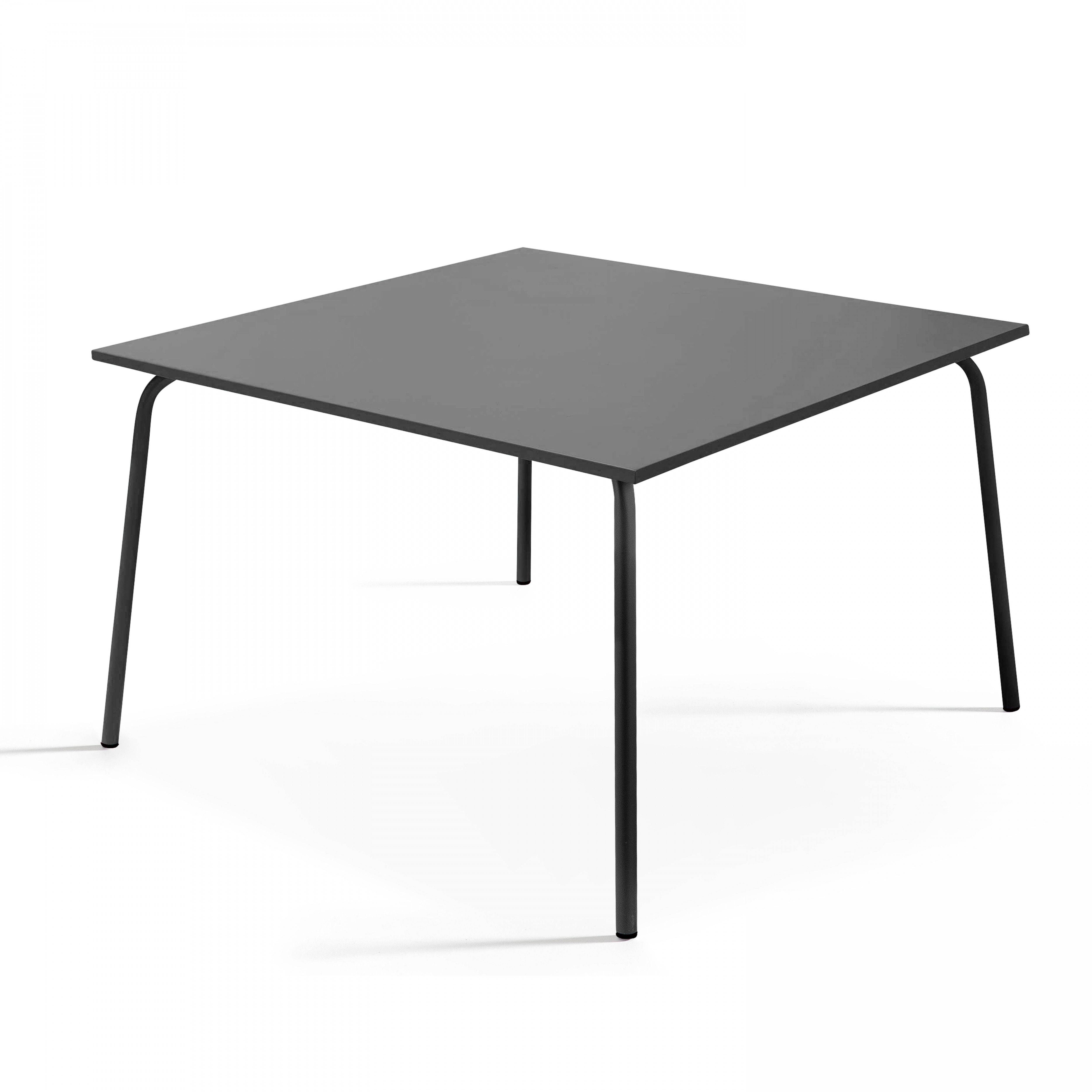 Oviala - Ensemble table de jardin carrée et 4 bancs en métal anthracite Palavas - Oviala - Imagen 5