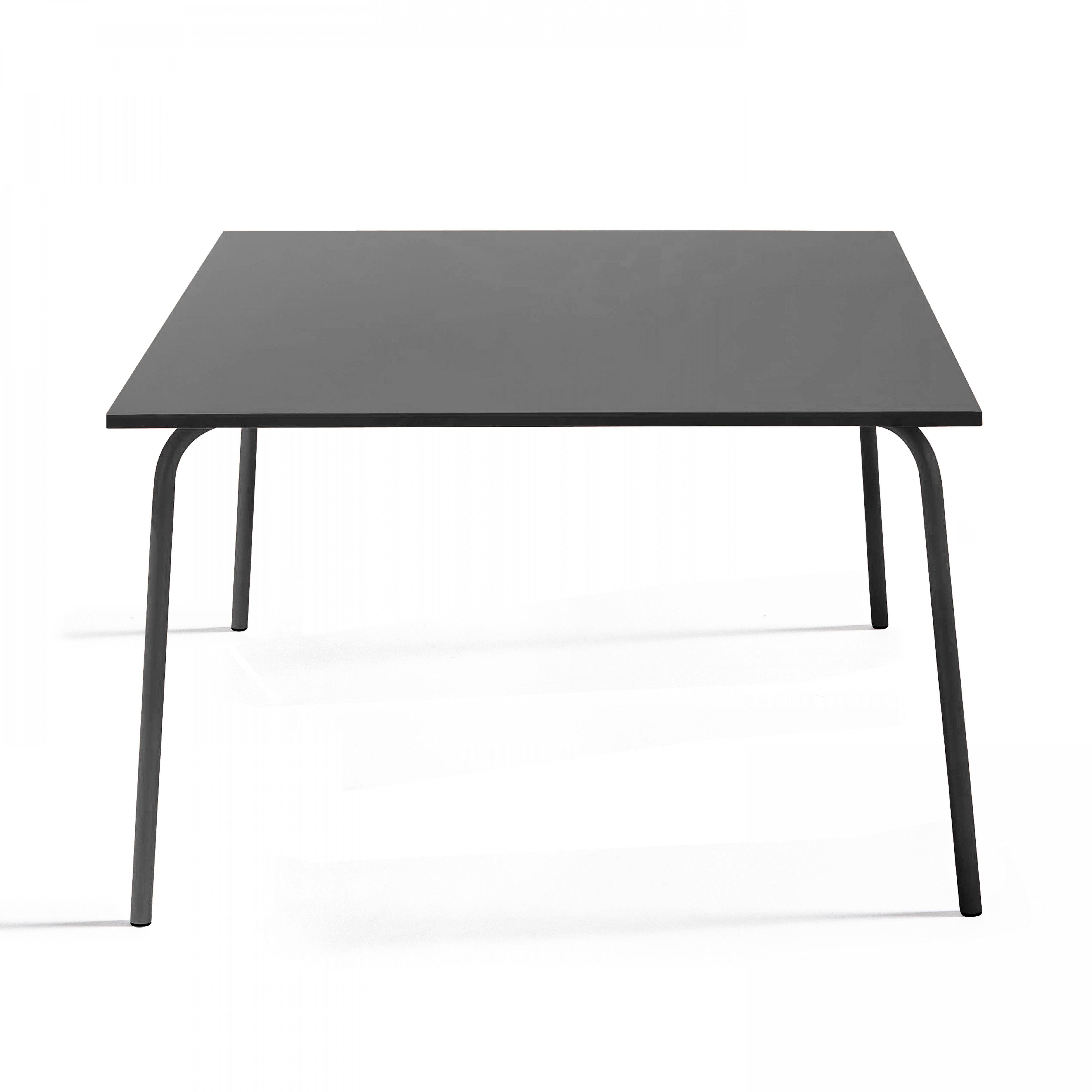 Oviala - Ensemble table de jardin carrée et 4 bancs en métal anthracite Palavas - Oviala - Imagen 6