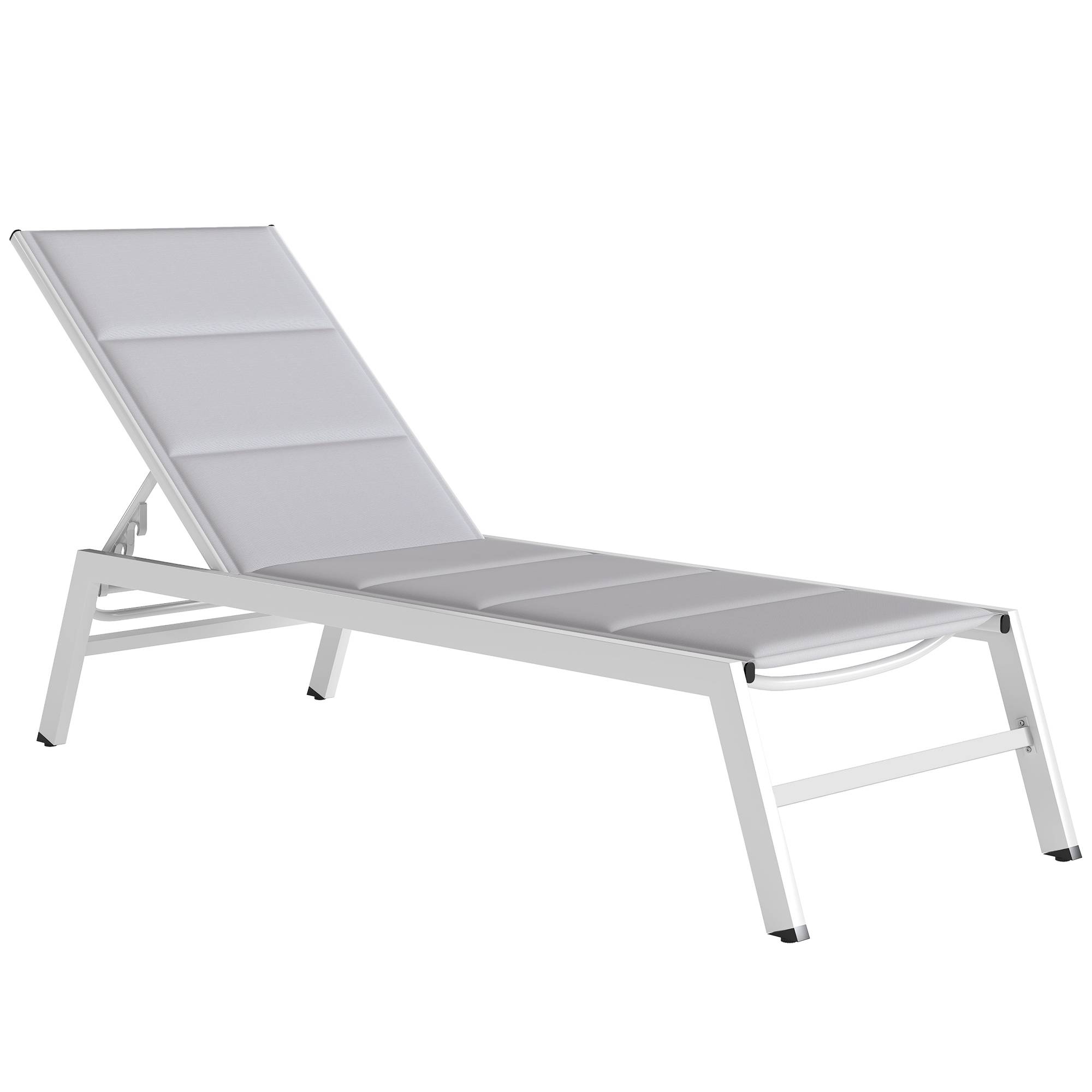 Bain de Soleil Dossier Réglable 6 Positions - 64x181x90cm Aluminium Gris Clair fr23 - Image 1