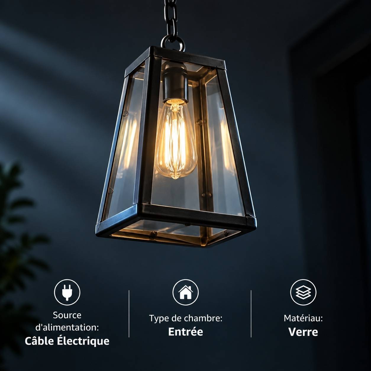 Suspension Industrielle Vintage Fer Noir pour Extérieur - Image 8