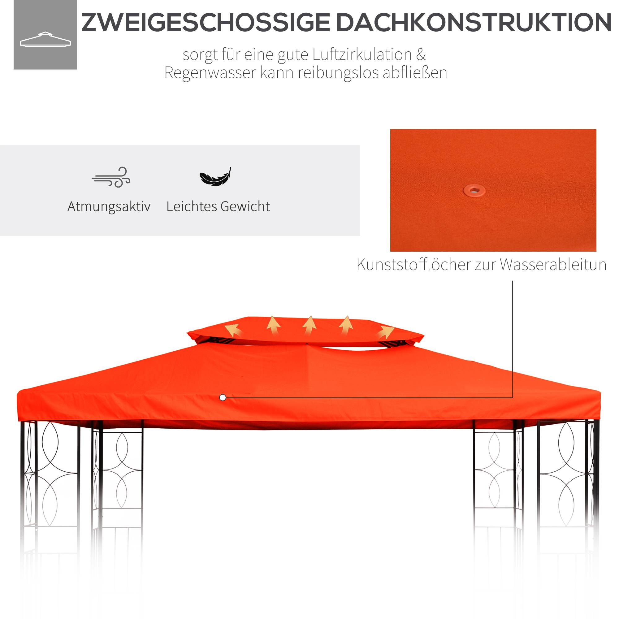 Toit de rechange pour pavillon de jardin polyester café 300 x 400 x 20 cm - PANGIVO - Image 7