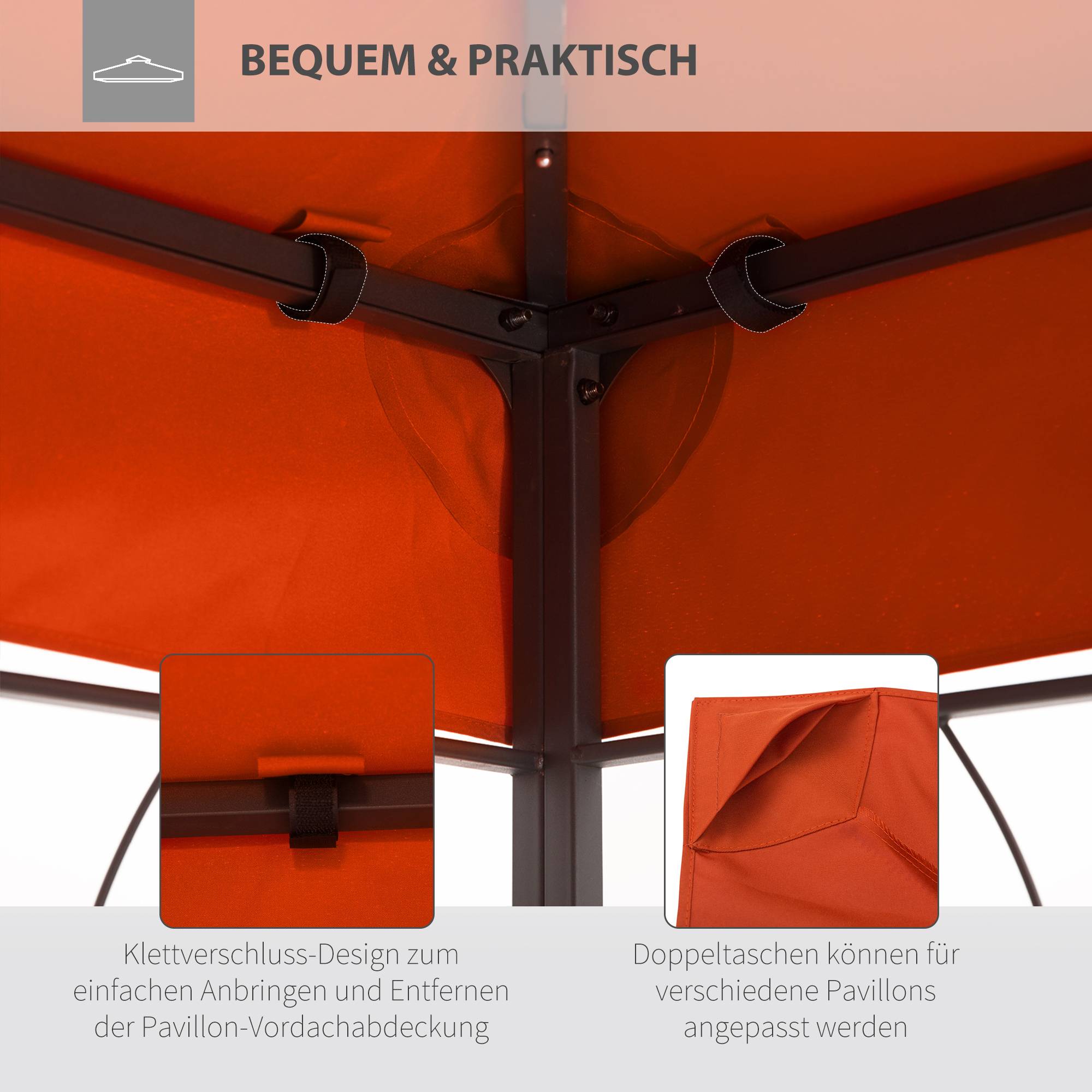 Toit de rechange pour pavillon de jardin polyester café 300 x 400 x 20 cm - PANGIVO - Image 8