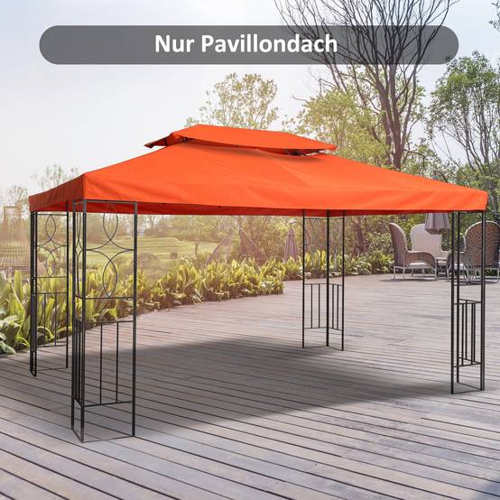 Toit de rechange pour pavillon de jardin polyester café 300 x 400 x 20 cm - PANGIVO - Image 4