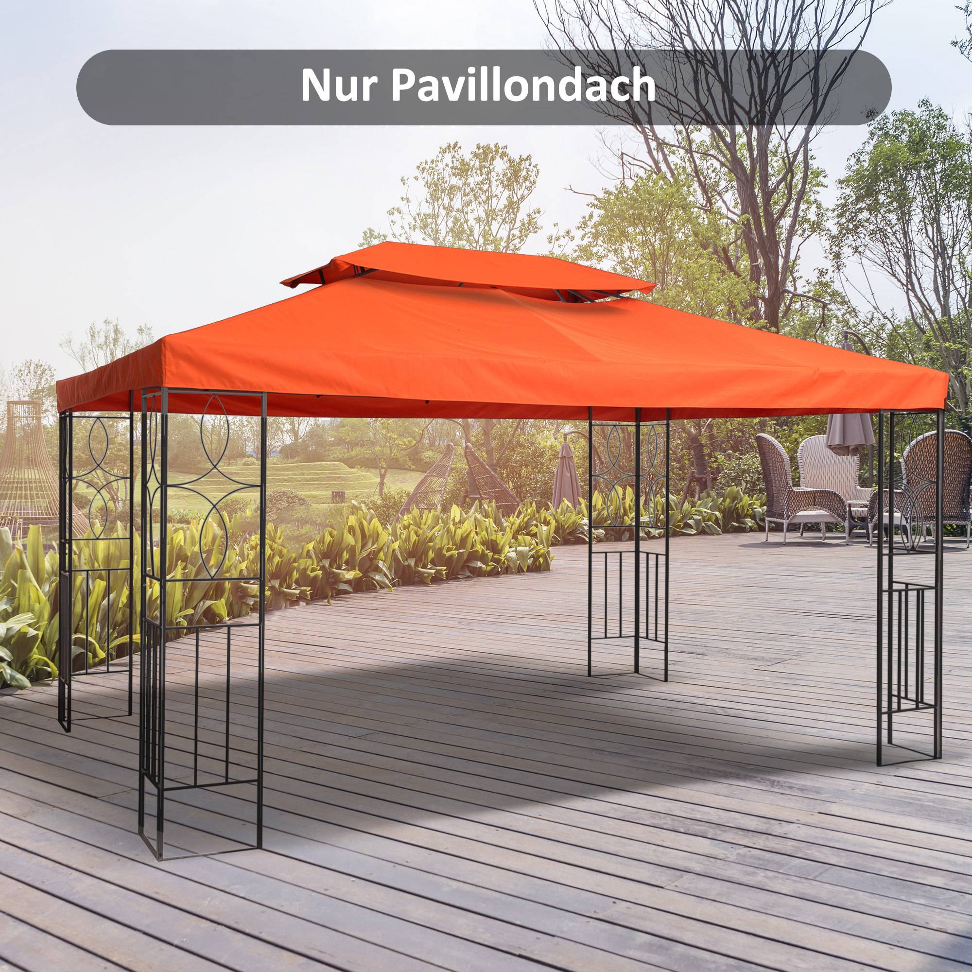 Toit de rechange pour pavillon de jardin polyester café 300 x 400 x 20 cm - PANGIVO - Image 4